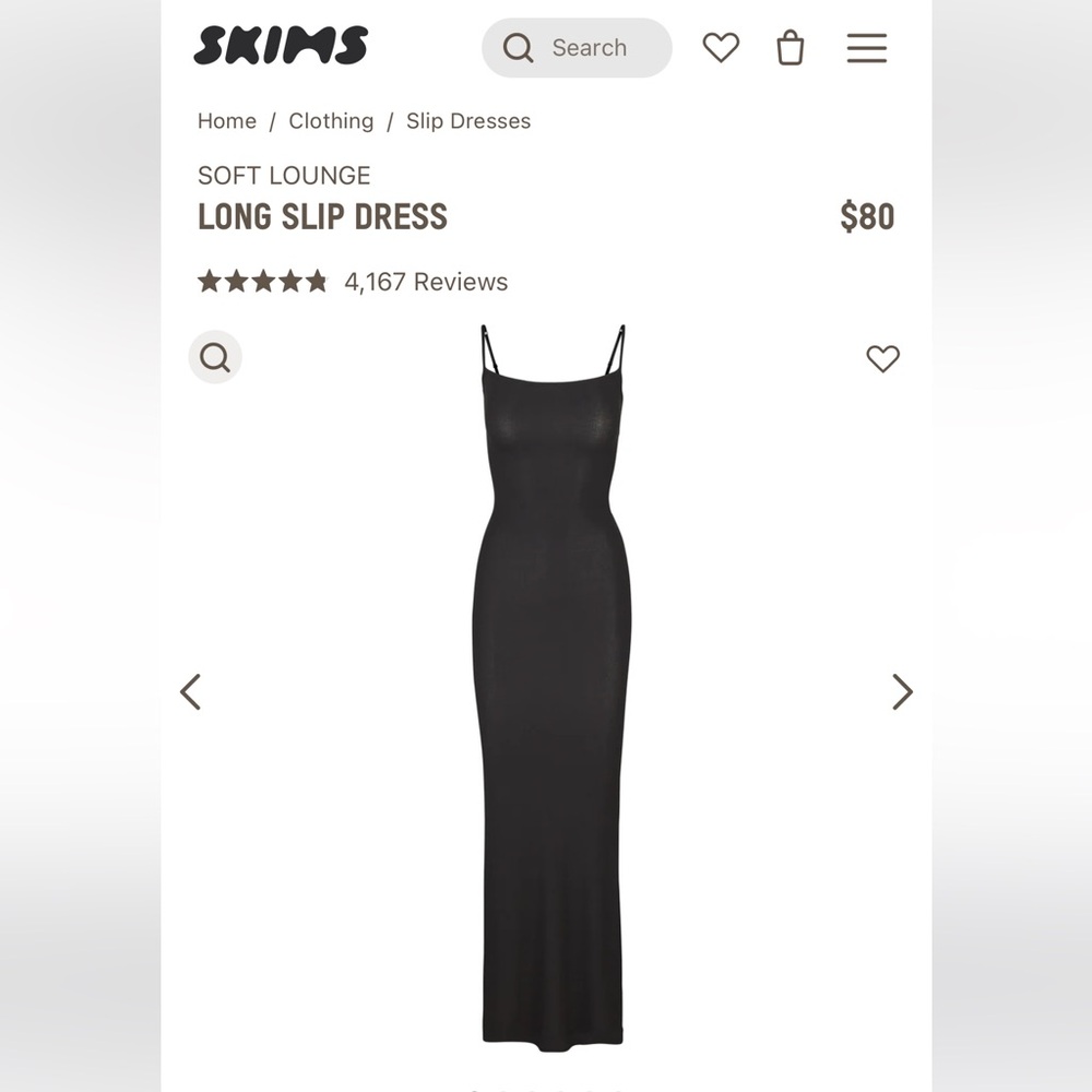 SKIMS Soft Lounge Long Slip Dress Onyx Black